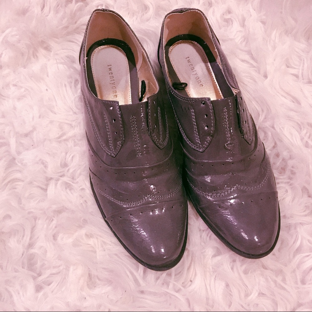 F21 Patent Loafers Size 7